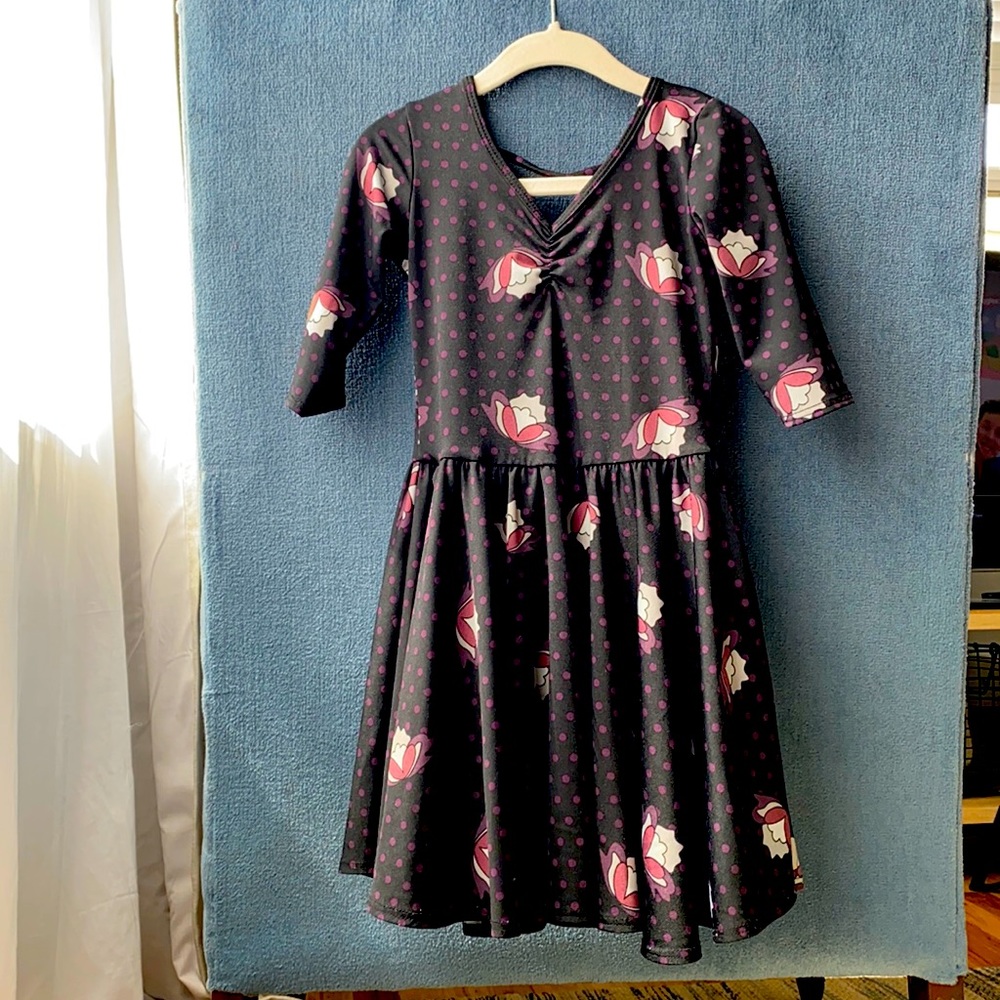 3-4t girls skater dress, black and purple